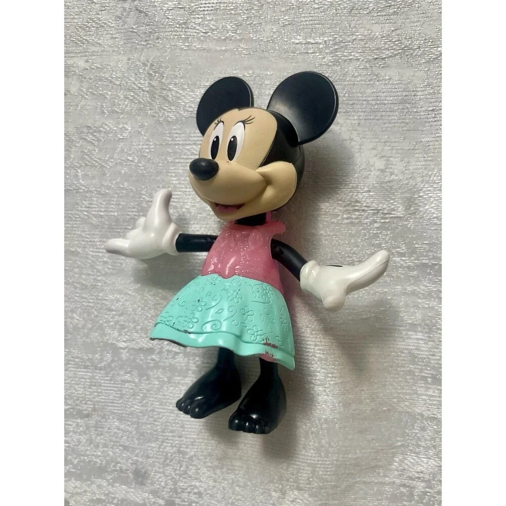 Disney Minnie Mouse Figurine Toy Figure Pink Top Teal Skirt 6